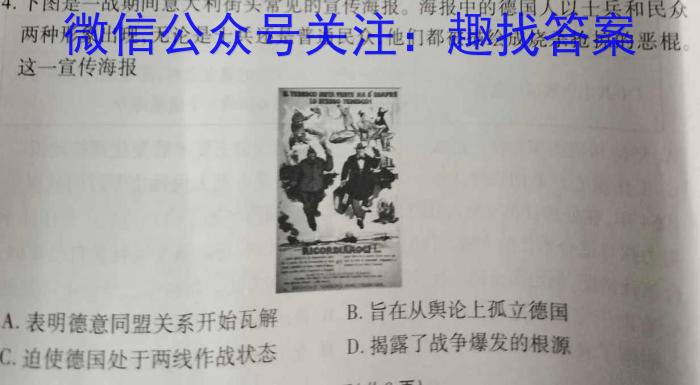 2023届云南省高三考试卷4月联考(23-380C)历史