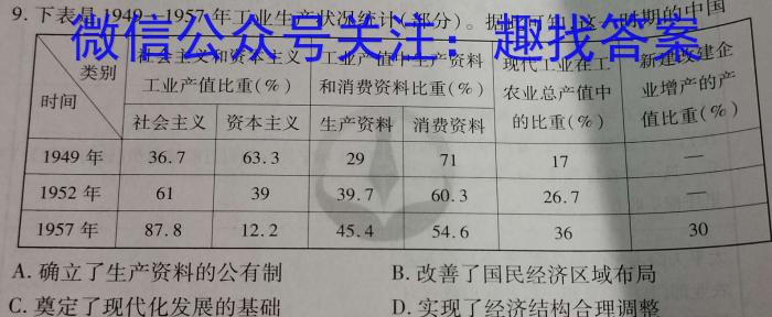 ［衡水大联考］2022-2023学年度下学期高三年级4月联考（老高考）历史