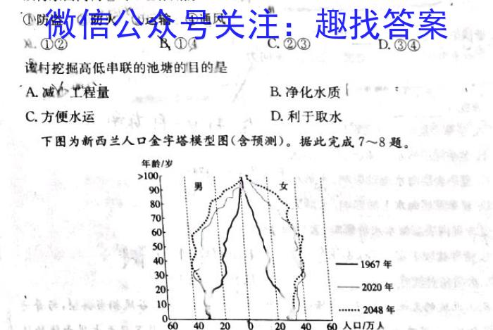 黑白卷 2023年普通高等学校招生全国统一考试(白卷)s地理