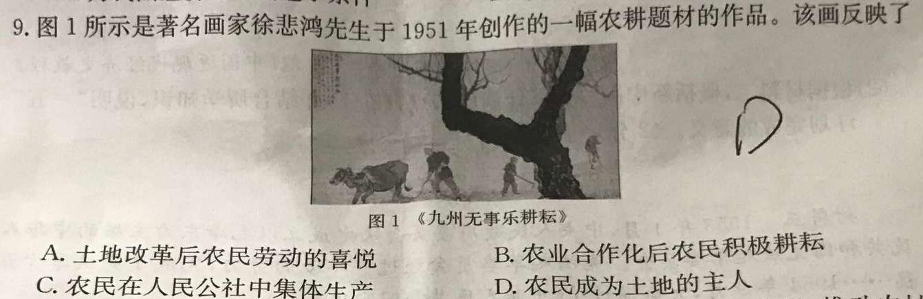 黑白卷 2023年普通高等学校招生全国统一考试(黑卷)历史