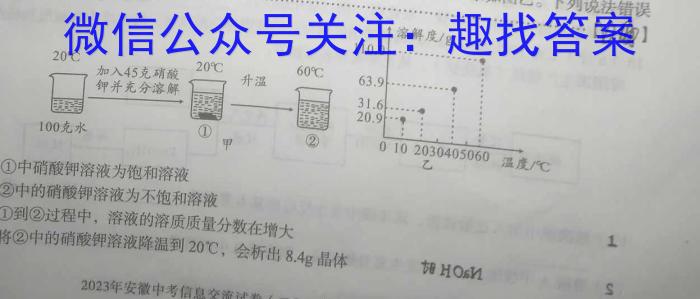 2023年普通高等学校招生全国统一考试压轴卷(T8联盟)(一)化学