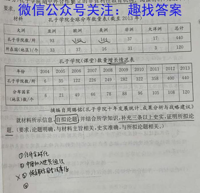 广东省2022-2023学年高一年级第二学期四校联盟期中检测历史