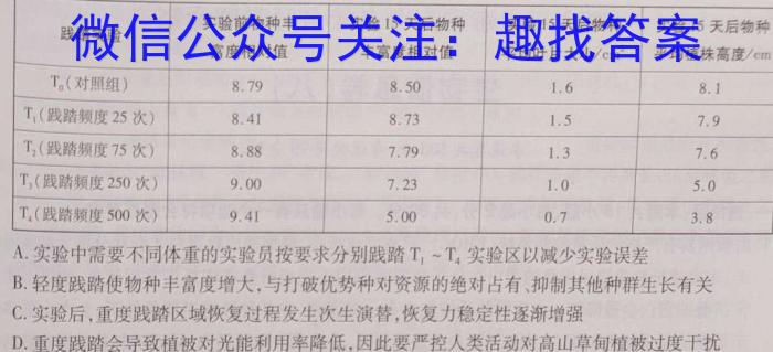 衡中同卷 2022-2023学年度下学期高三四调考试(新教材)生物