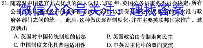 安徽省2023届九年级下学期教学质量检测（六）历史