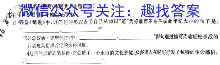 山东省2023年普通高等学校招生全国统一考试测评试题(一)语文