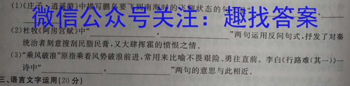 莆田市2023届高中毕业班第四次教学质量检测（☎）语文