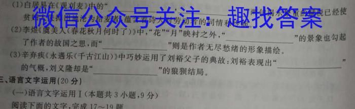 江西省2023年第五次中考模拟考试练习语文