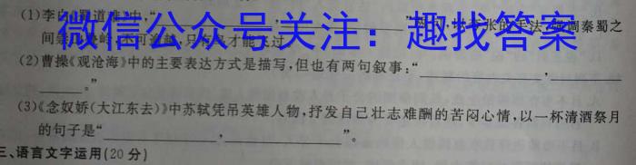 江西省修水县2023年九年级学考第一次模拟考试语文