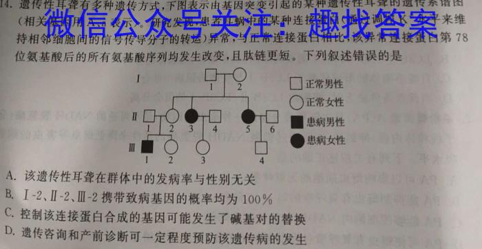 2024届山西高二4月联考生物