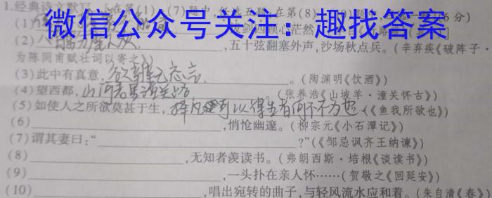 陕西省2023年九年级教学质量检测（正方形套黑色菱形）语文