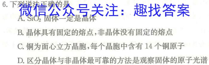 2023届名校之约·中考导向总复习模拟样卷 二轮(六)化学