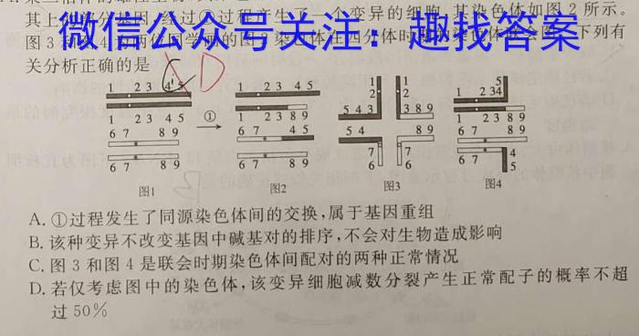 榆林2023年初中学业水平考试联考模拟卷（A）生物试卷答案