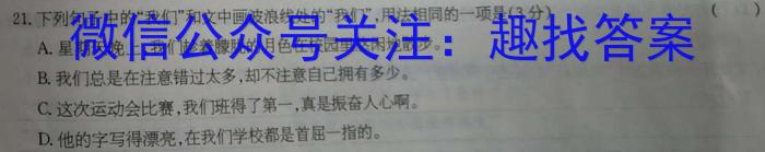 江西省永修县2023初中教学质量阶段性诊断（平台搜索：赣北学考联盟）语文