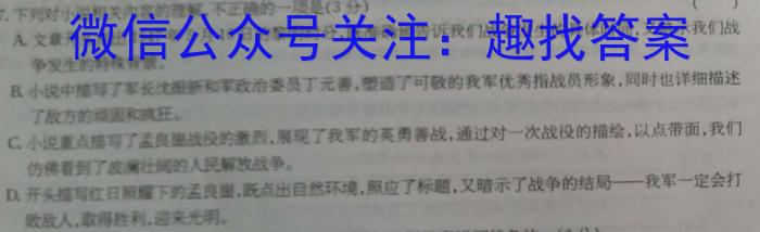 湖北省2022-2023学年度下学期期中新洲区部分学校高中二目标检测语文