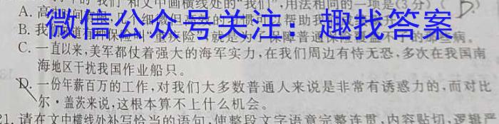 九师联盟 2022-2023学年高三4月质量检测(新高考)语文