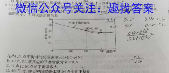 2023年云南大联考4月高二期中考试（23-412B）化学