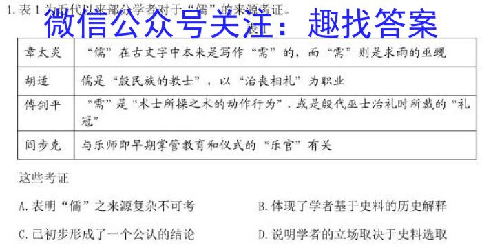 陕西省2023年普通高等学校招生全国统一考试 模拟测试(正方形包黑色菱形)历史试卷