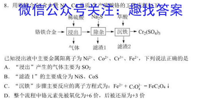 河北省2022-2023学年第二学期高一年级期中考试(23554A)化学