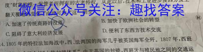 箐师联盟2023年高三年级4月质量检测历史