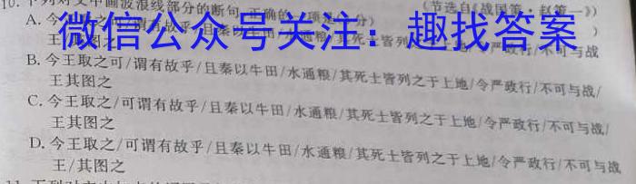 陕西省2023年九年级教学质量检测（正方形套黑色菱形）语文