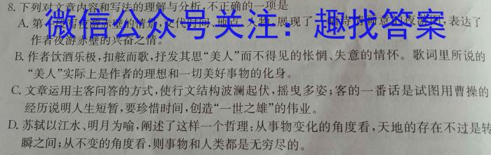 皖江名卷·安徽省庐江县2023届初中毕业班第三次教学质量抽测语文