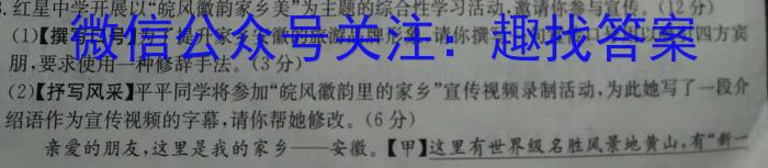 安徽省2022-2023学年度第二学期九年级G5联动教研第一次调研（下学期）语文