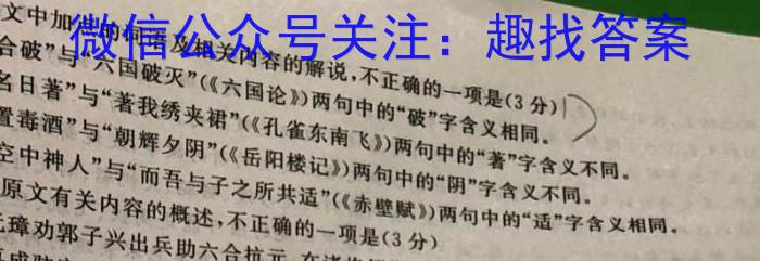 金科大联考2023年高三年级4月联考（4.28）语文