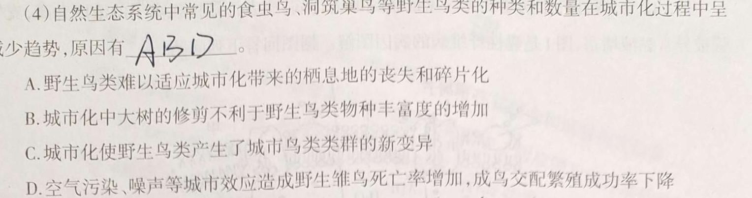 2025届湖南大联考高一年级4月联考（005A·HUN）生物