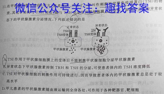 衡水金卷先享题压轴卷2023答案 老高考B三生物