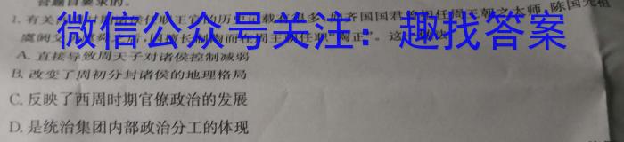 榆林2023年初中学业水平考试联考模拟卷（A）历史