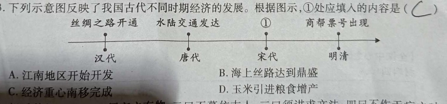 2023年陕西省初中学业水平考试五B历史