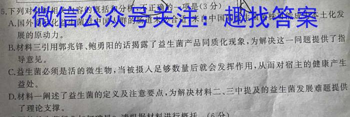 2023年普通高等学校招生统一考试 S3·临门押题卷(四)语文