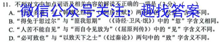 玖壹联考 安徽省2022~2023学年高一年级下学期阶段检测考试(5月)语文