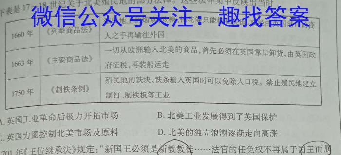 山东省2023年普通高等学校招生全国统一考试测评试题(一)历史