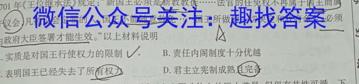 云南师大附中(师范大学附属中学)2023届高考适应性月考卷(九)历史