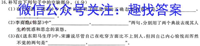 2023年安徽省中考冲刺卷（三）语文