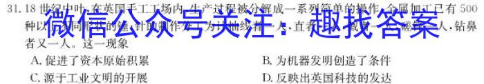 河南省封丘县2023年九年级“一模”测试卷历史