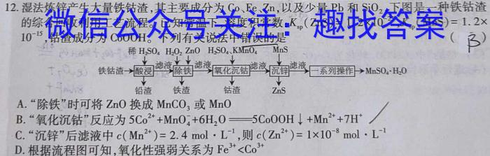 2023届中考导航总复习·模拟·冲刺卷(一)1化学