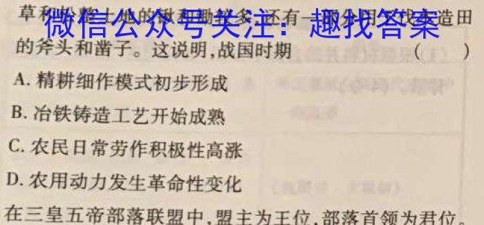 武汉市部分重点中学2022-2023学年度高二年级下学期期中联考历史