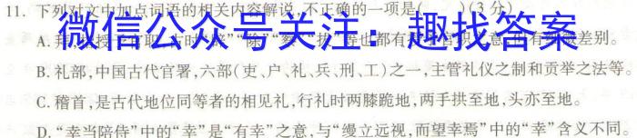 陕西省2023年九年级教学质量检测（正方形套黑色菱形）语文
