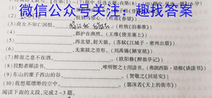 文博志鸿 2023年河北省初中毕业生升学文化课模拟考试(预测二)语文