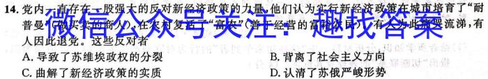 广西高三2023年4月模拟考历史