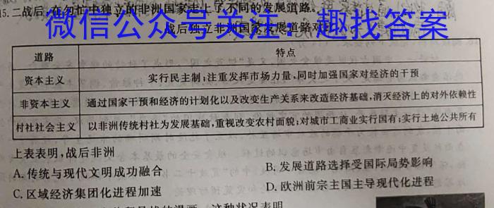 山西省2023年中考创新预测模拟卷（四）政治s