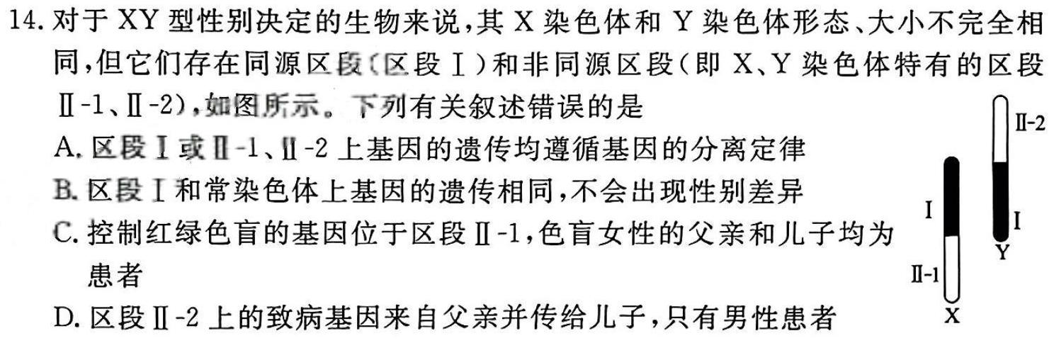 炎德英才大联考 长沙市一中2023届模拟试卷(一)生物