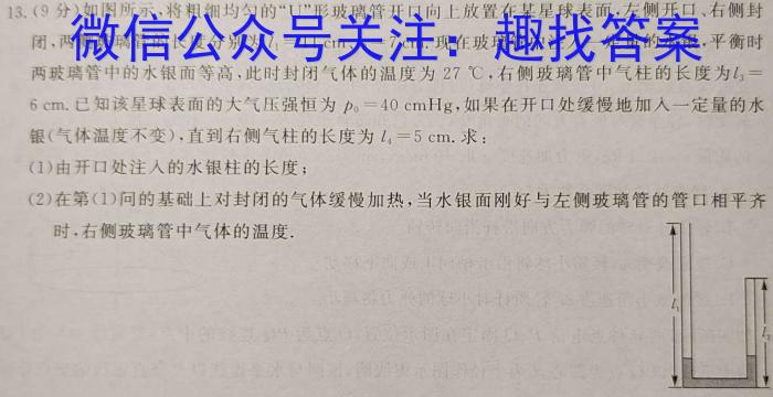 河南省2023年九年级考前适应性评估二物理.