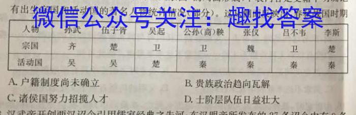 陕西省2023年七年级期中教学质量检测（23-CZ162a）历史