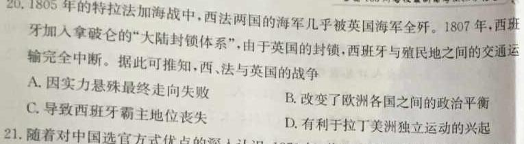 河南省2023年九年级考前适应性评估二历史