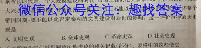 百校联赢·2023年安徽名校过程性评价一历史
