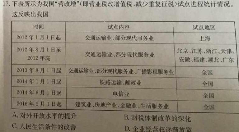 2022-2023学年河北省高三年级下学期4月份联合考试（23-410C）历史