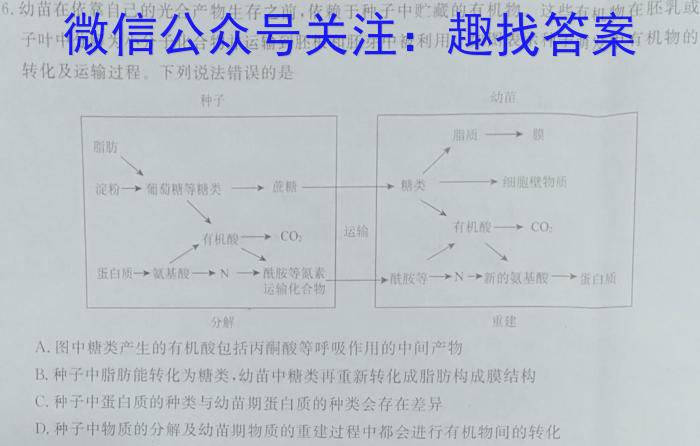 陕西省2023年普通高等学校招生全国统一考试(标识▶◀)生物